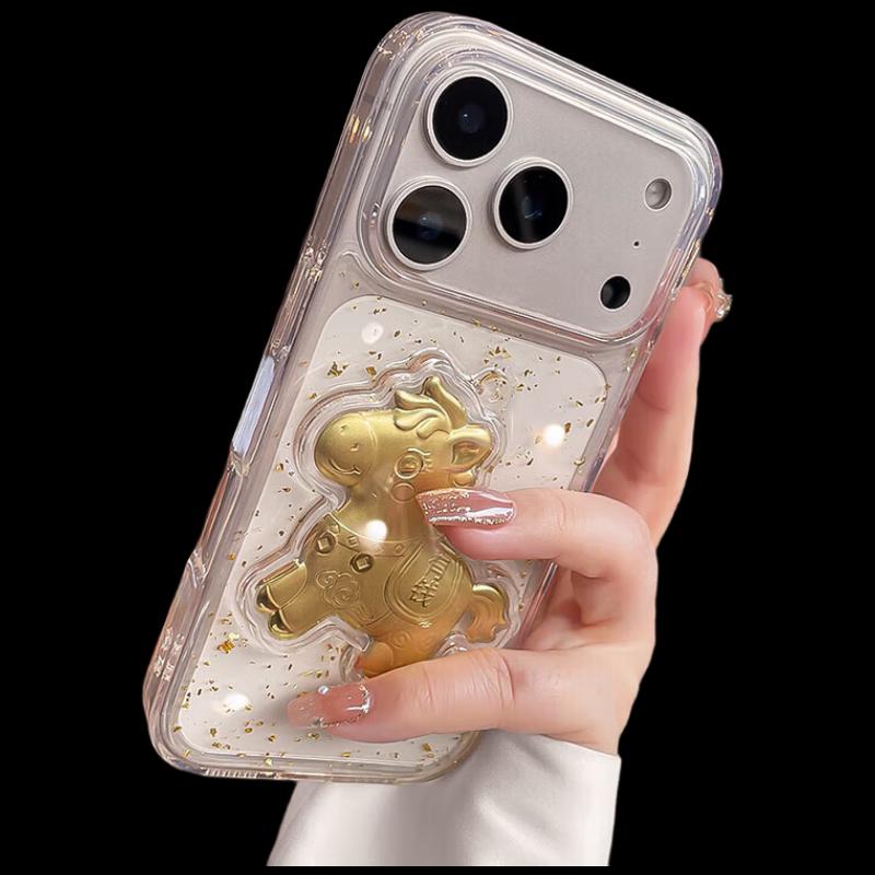 Apple iPhone 17 Series Gold Foil Transparent Protective Case