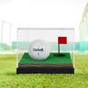 J JACKCUBE DESIGN Clear Acrylic Golf Ball Souvenir Display Case, Dustproof Transparent Holder Storage Box for Souvenir Golf Balls, Wooden Base -