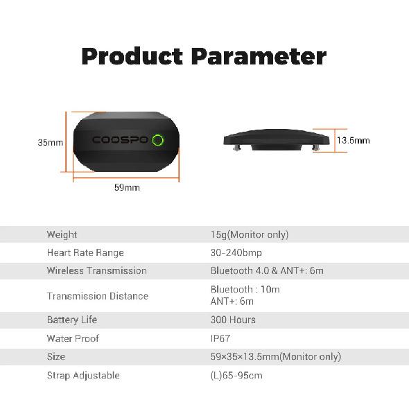 COOSPO H808S Heart Rate Sensor Dual Mode ANT Bluetooth With Chest Strap Cycling Computer for Wahoo Garmin Zwift Sports Monitor