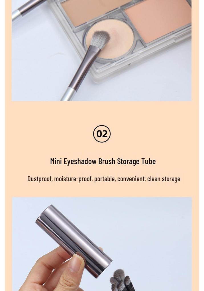 Cangzhou 5-teiliges Lidschattenpinsel-Set mit Aufbewahrungsbecher – Starker Griff, Minimale Puderaufnahme & Kein abfliegendes Puder