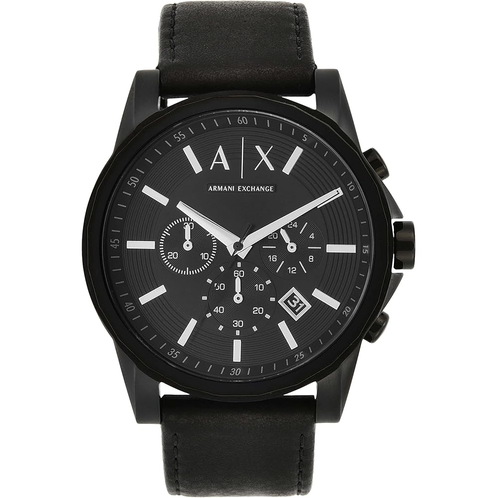 Armani Exchange AX2098I Men s Analog Watch Leather Strap Black