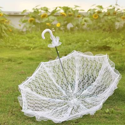 1 buc Umbrelă de nuntă din dantelă lucrată manual pentru fotografie, umbrelă de soare de mireasă europeană vintage cu bordură de dantelă 60cm
