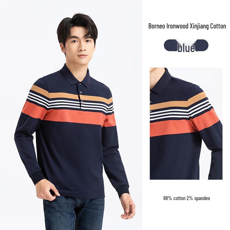 Langdeng Men s Long-Sleeve Business Casual Polo Shirt XL