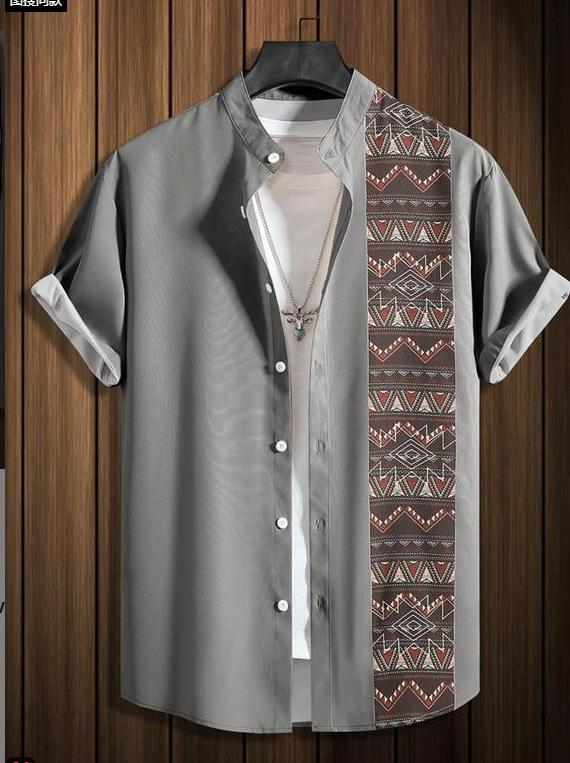 Spring and summer new fashion men's clothing men's short-sleeved shirt top cardigan source factory quick-drying short sleeves