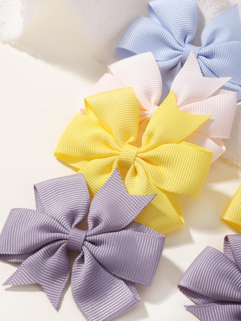 20Pcs/set 2.5inch Cheers Bow Hair Clip for Kids Girls Solid Color Grosgrain Ribbon Hairgripes Headwear Hair Accessories