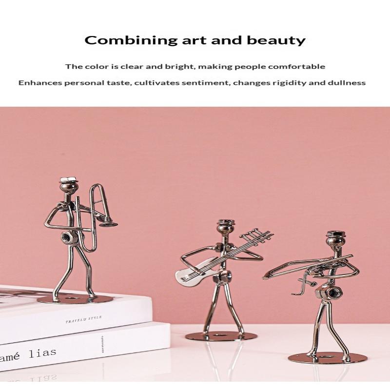 Retro Ironwork Band Ornament Metal Electroplating Mini Music Minimalist Guitar Violin Decoration Handicraft Classical Gift