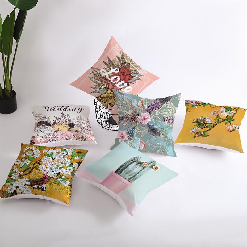 Flower Throw Pillow Covers, Decorative Digital Printing Flore Pillow Covers for Couch Sofa Bed Invisible Zipper 18X18 Inch