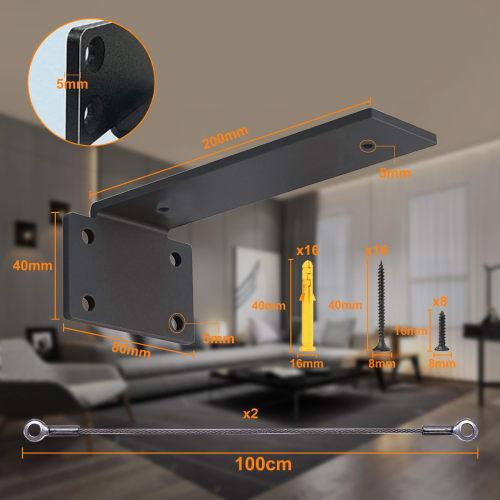 Set of 4 20cm Hidden Shelf Brackets, Heavy-Duty, Concealed Shelf Brackets with L-Shaped Brackets, Supports Up To 100kg, Reinforces Shelves, and Provid