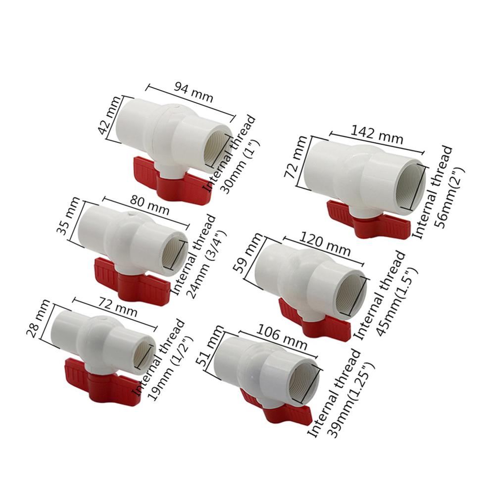 Garden Irrigation Waterstop Switch Water Control Pipe Fittings 1/2" 3/4" 1" 1.25" 1.5" 2" Female Thread PVC Ball Valve Drainage
