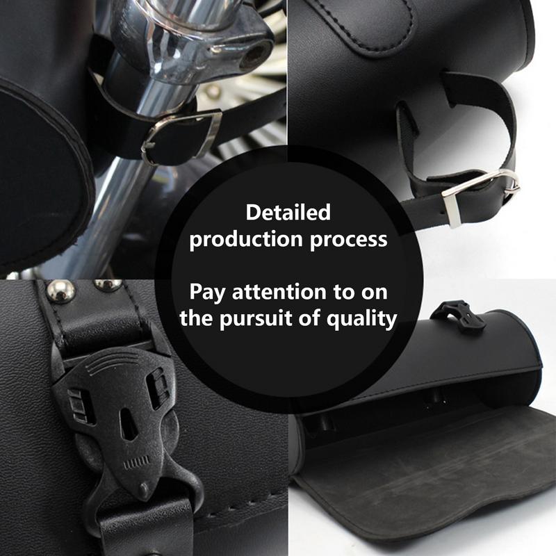 Motorcycle Tool Bag PU Leather Front Fork Handlebar Saddlebag Roll Tail Storage Bag Waterproof Dirty Bikes Saddlebags Tool Pouch