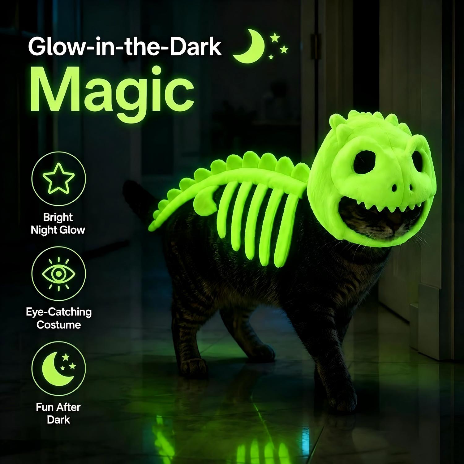 Halloween Glow‑In‑Dark Dinosaur Skeleton Pet Outfit