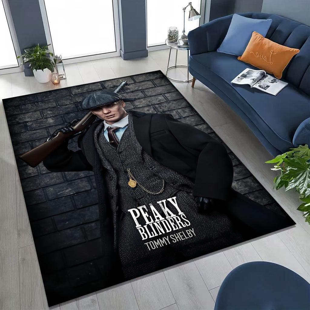 3D Tommy Shelby P-Peaky B-Blinders Kunst Teppich für Schlafzimmer Wohnzimmer Sofa Zuhause Fußmatte Dekor, Große Kinder Rutschfeste Bodenmatte