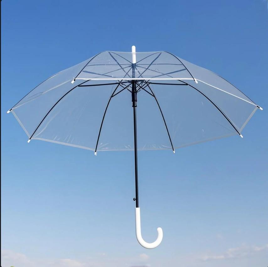 Automatic Transparent Long Handle Umbrella - Perfect for Weddings and Celebrations, with Custom Advertising Options.