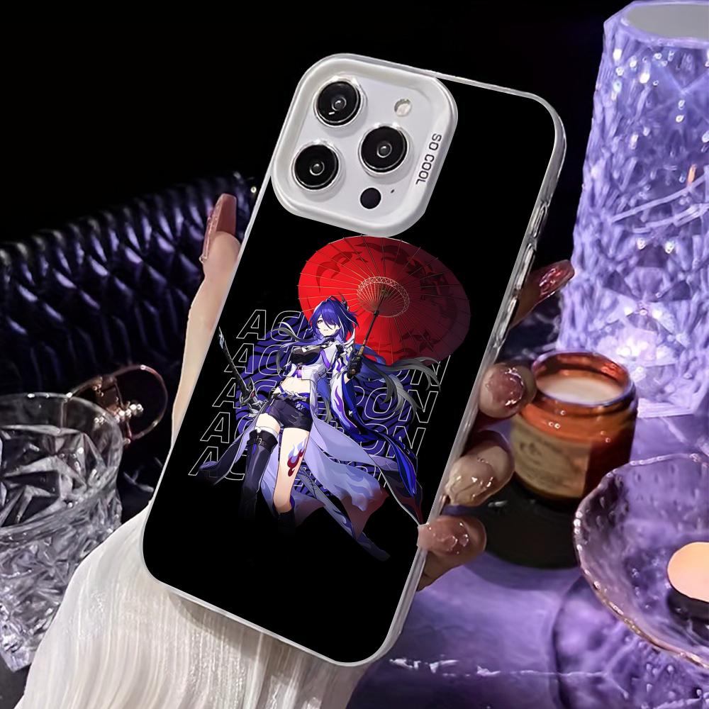 HSR Acheron White Translucent Mobile Phone Case for iPhone 17 16 15 14 13 12 11 X XR XS Air Pro Max Plus Colorful Cover