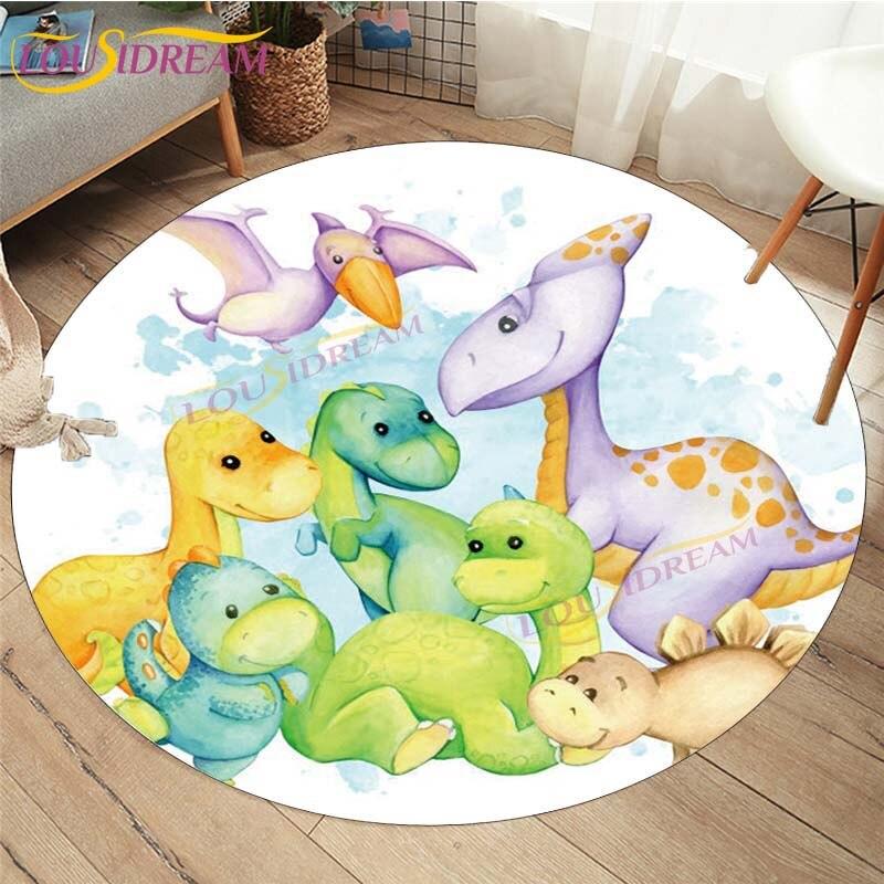 Cute Fox Elephant Printed Round Carpets Fashion Home Cartoon Round Floor Mat Children Rug for Room Baby Play Mat Room Round Rugs