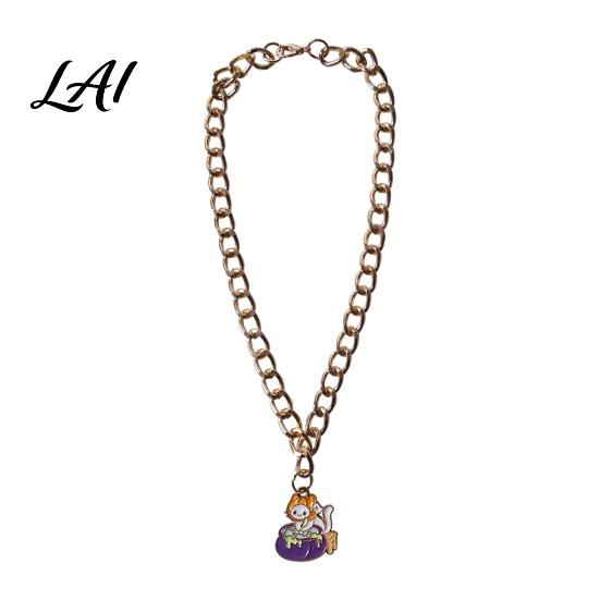 Halloween Themed Pet Accessories Chain Collar Metal Cat Collar with Witch Ghost Strong Necklace Pendant Festive Pumpkin Skull Charm for Cats