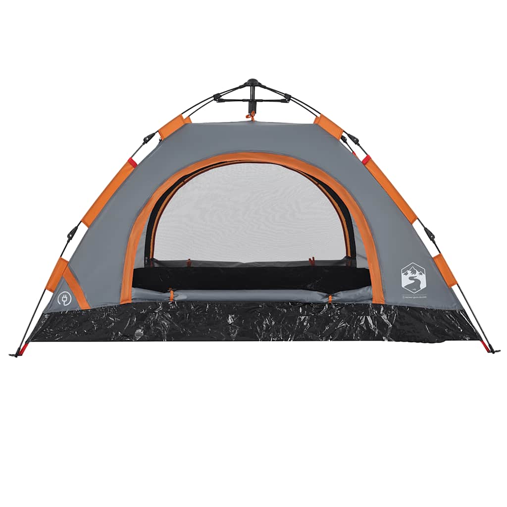 2 Person Camping Tent in Grey and Orange with Quick Release System