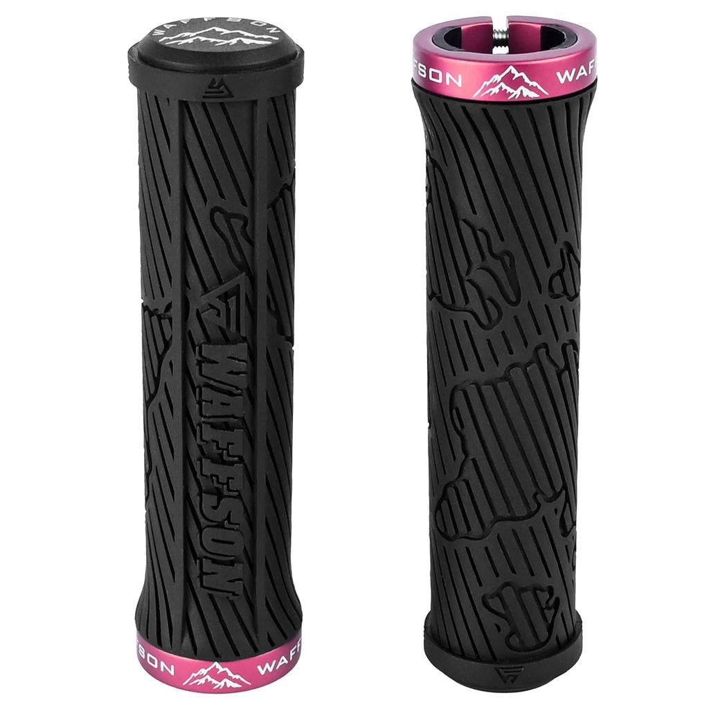 WFS World Map MTB Grips Single Clamp Ergonomic Mountain Bike Handlebar Grips Comfortable Vibration Damping for and Downhill Black and Pink Lock-On –