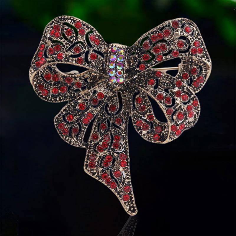 Stylish And Elegant Trendy Bow-Adorned Luxury Alloy -Encrusted Brooch