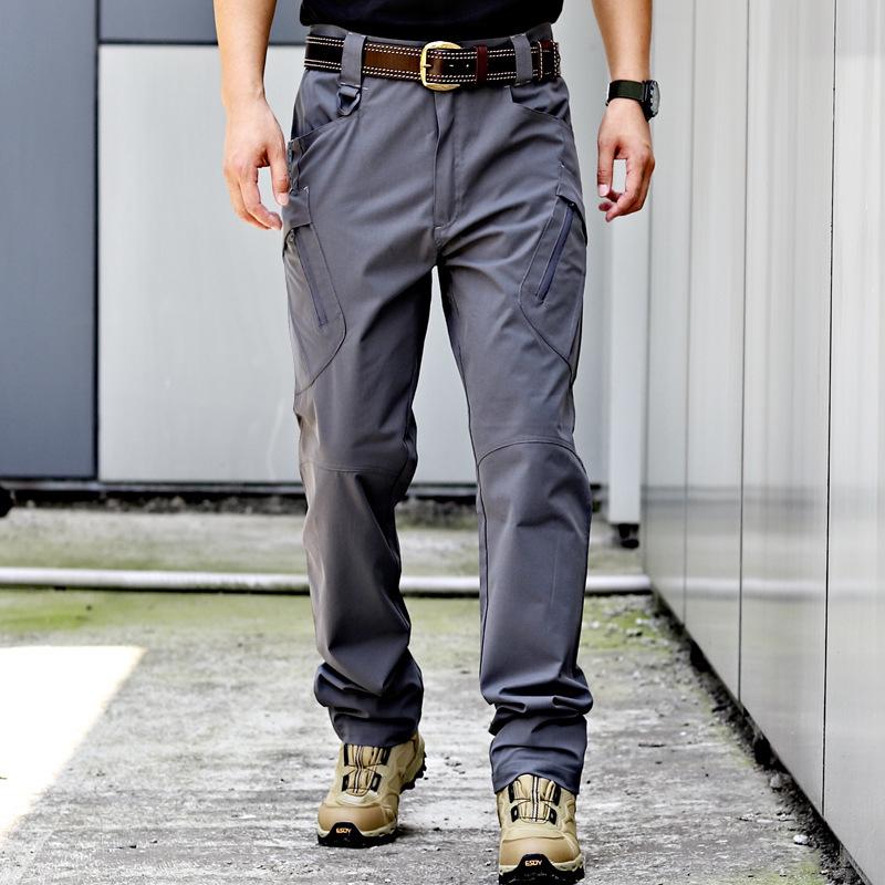 IX7 Men's Camouflage Tactical Pants - Elastic, Wear-Resistant, Soft Shell, Outdoor, Loose Fit for Spring & Autumn