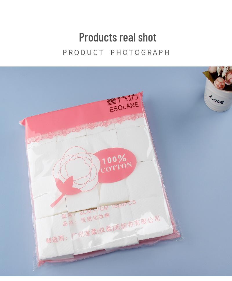 Premium Thickened Makeup Cotton Pads for Beauty Salons - 1600 Pure Cotton, Non-Woven Pads