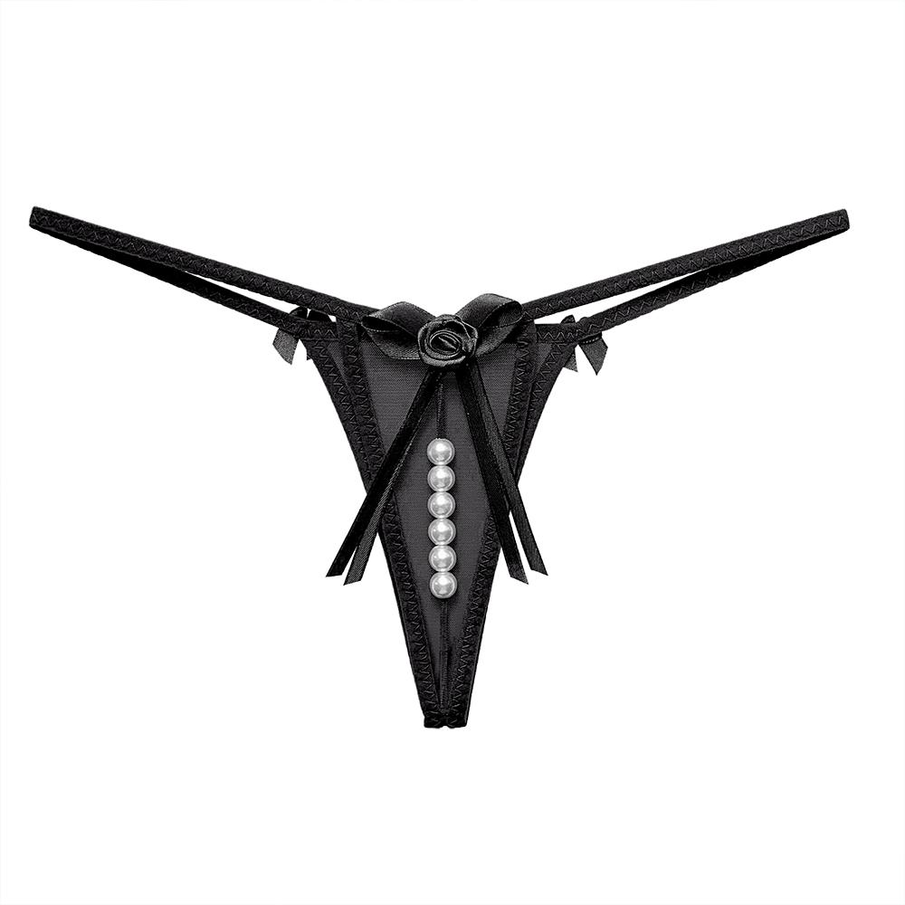 Sexy Bow Beading Lingerie Female Underwear Women's Panties Solid Low Waist G-string Thongs Ladies