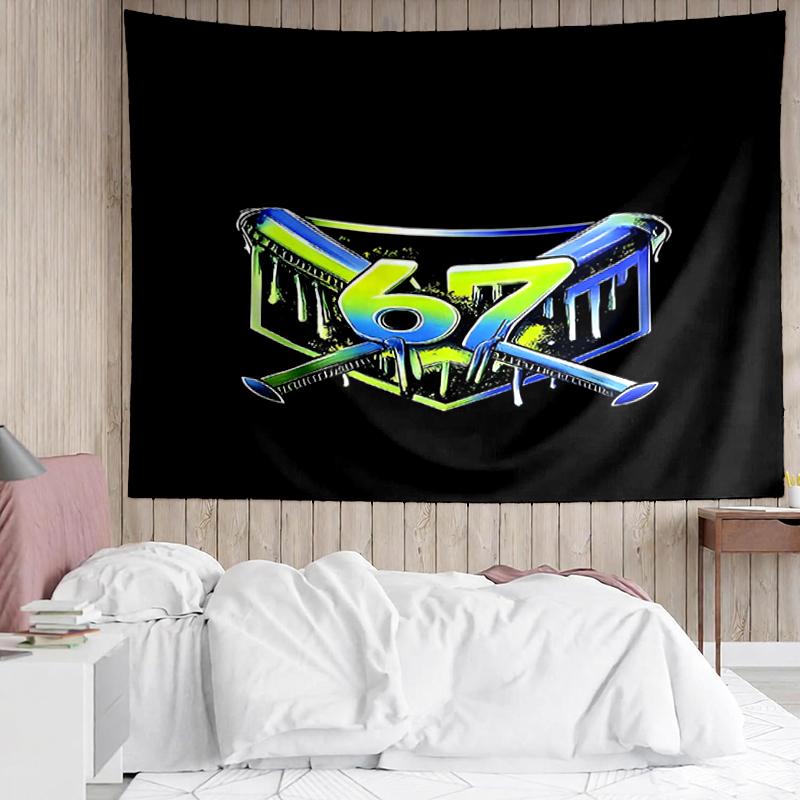 67 Print Tapestry, Backdrop, Easy Setup, Ideal for Bedroom, Office & Living Room, with Aesthetic Wall Hanging Decor.