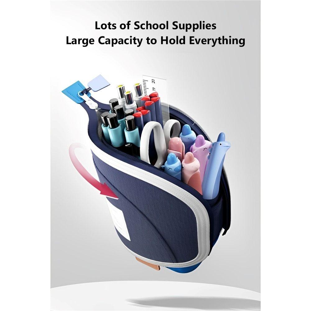 Vertical Retractable Pencil Bag 2-in-1 Stationery Storage Bag  Desk Supplies Holders