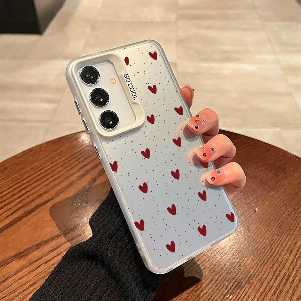 Black Love Heart Hard Case For Samsung Galaxy S26 Ultra S25 FE S24 Plus A57 A37 A17 A16 A06 A07 A56 A36 A26 A15 A35 A54 5G Cover