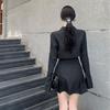 Autumn Women's Long-sleeved Shirt New A-line Shirt Black Skinny Design Sexy Dress