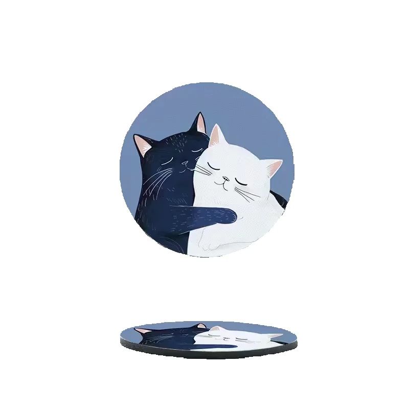 2PCS Blue Hug Cat Car Cup Mat Stand Anti Slip Mat Bottle Stand Cup Stand Car Interior Anti Slip Cup Stand