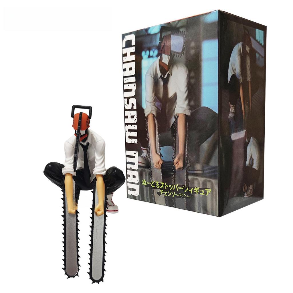 Chainsaw-wielding Figure with Human Blood Devil Scene, Perfect for Anime Ornament Collection.