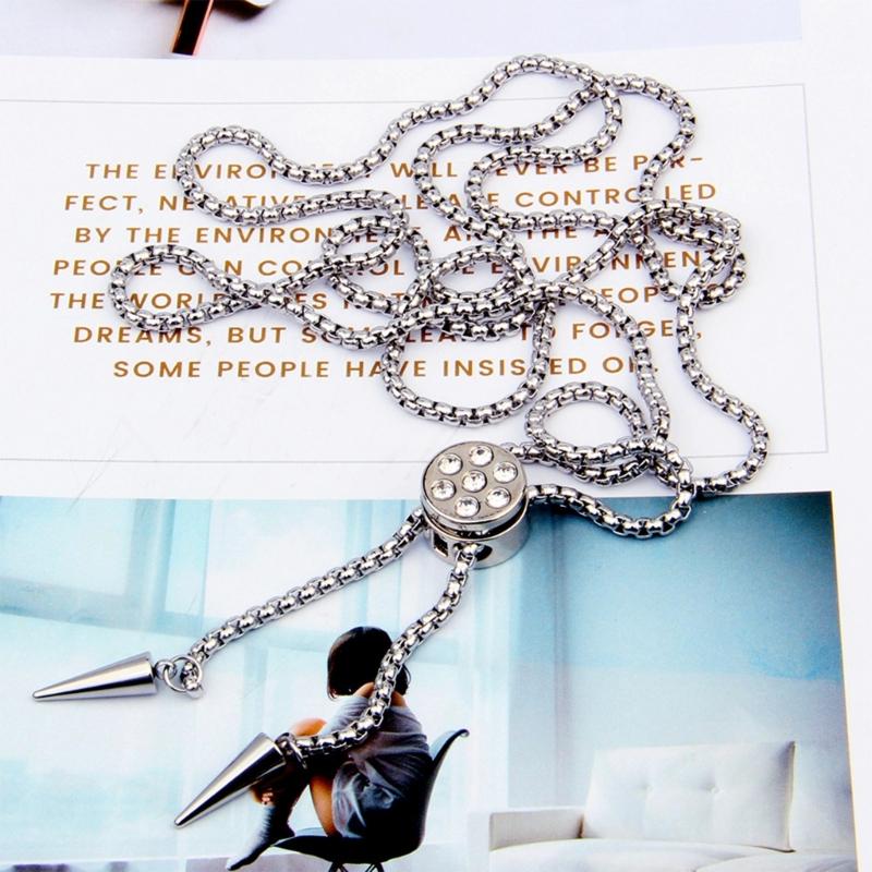 Geometric Designs Titanium Necklace Adjustable Chain and Cubic Zirconia Accent Clavicle Chain for Fashion Women