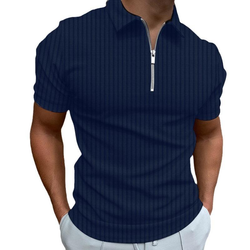 Summer New All-match Solid Color Tops for Men Daily Casual Lapel Fashion Short Sleeves