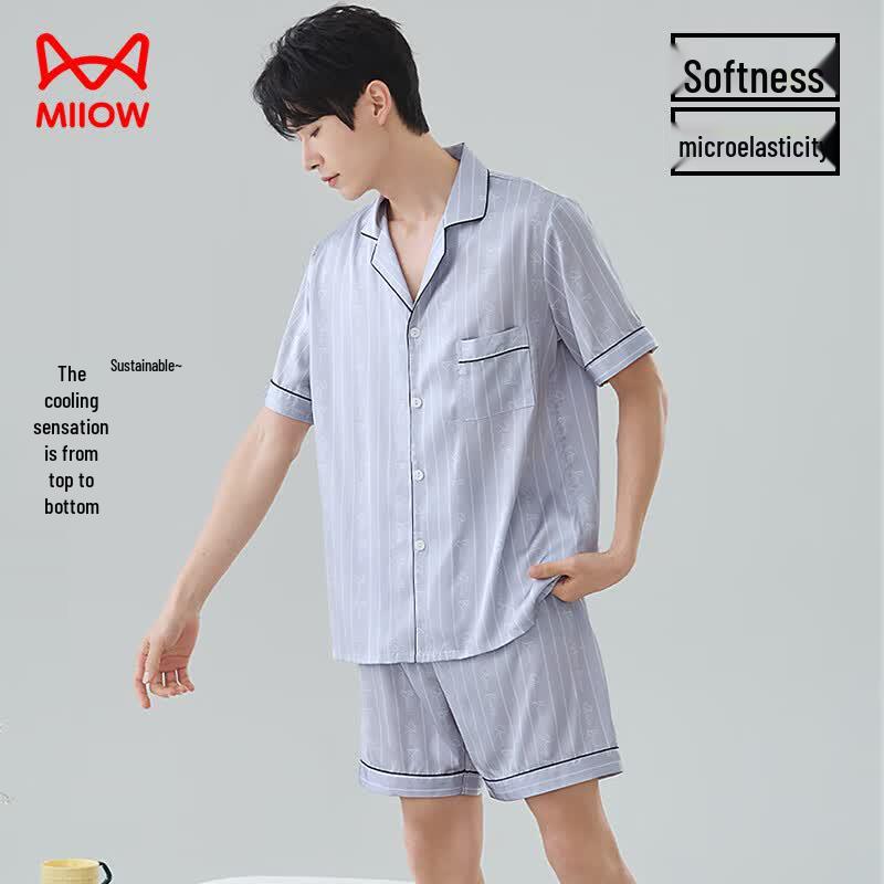 Maoren Couple Ice Silk Pajama Set