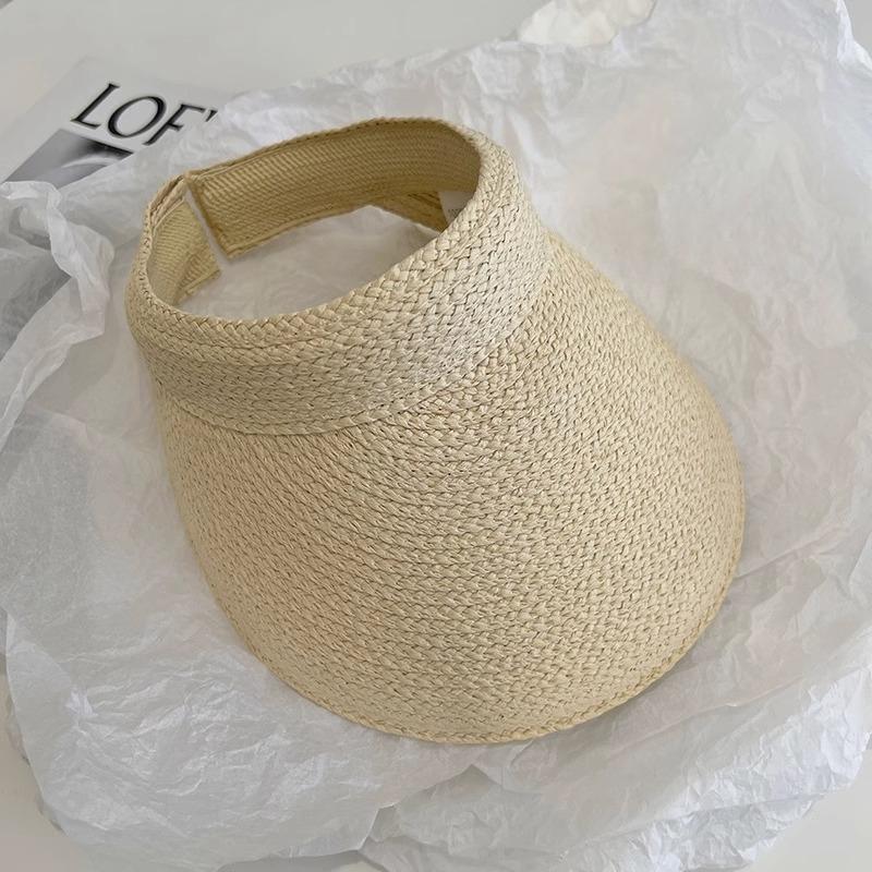 

1pc Adjustable Empty Top Straw Hat,Summer Unisex UV Protection Foldable Wide Brim Sun Hat,Casual Versatile Bohemian Retro Street бежевий