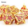7 Pcs Golden Red Metal Dice Solid Metal Polyhedral Dice Set Suitable for Role-Playing RPG    Board Game Card Game