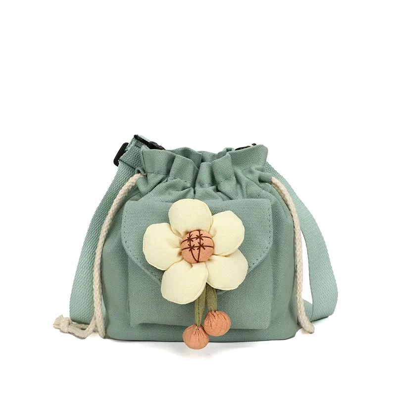 Blumen Damentaschen Neue modische Umhängetasche aus Segeltuch mit Kordelzug für Frauen Süße Messenger-Handtaschen für Reisen und Urlaub