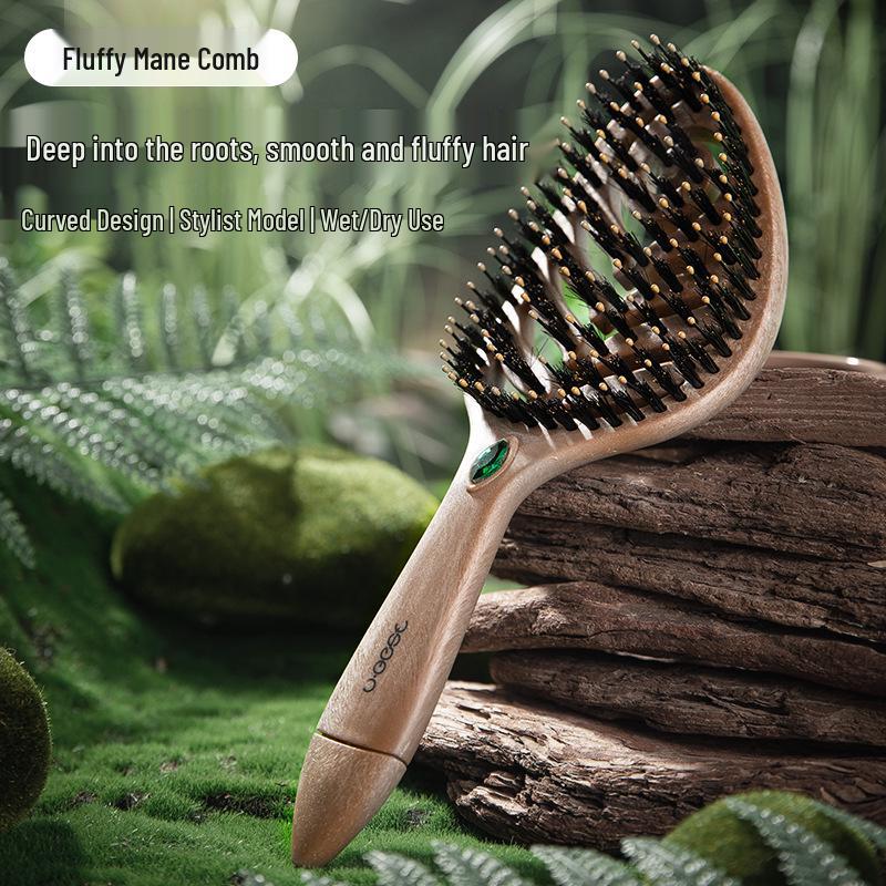 Anti-Static Hair Growth Volumizing Comb - Imitation Wood, Massage Bristles, for Long Hair Care