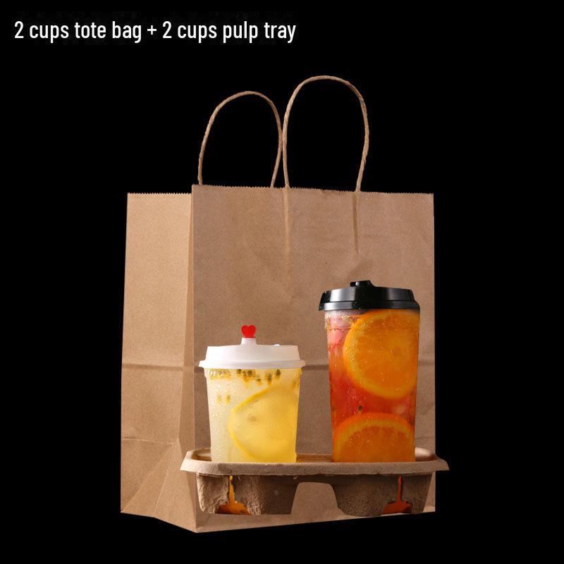 Enhanced Milk Tea Cup Holder: Tearable Into 2 or 4 Sections, Perfect for Beverages and Pulp.
