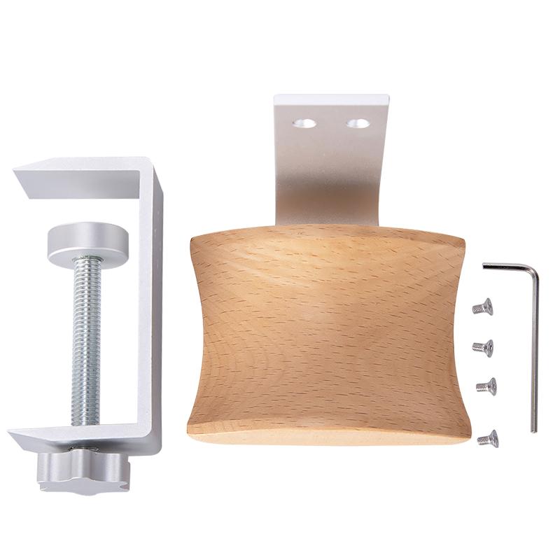 JINSERTA Wooden Headphones Stand Holder Aluminum Alloy Desk Lock Clip Headphone Bracket Easy Install Headset Display Hanger