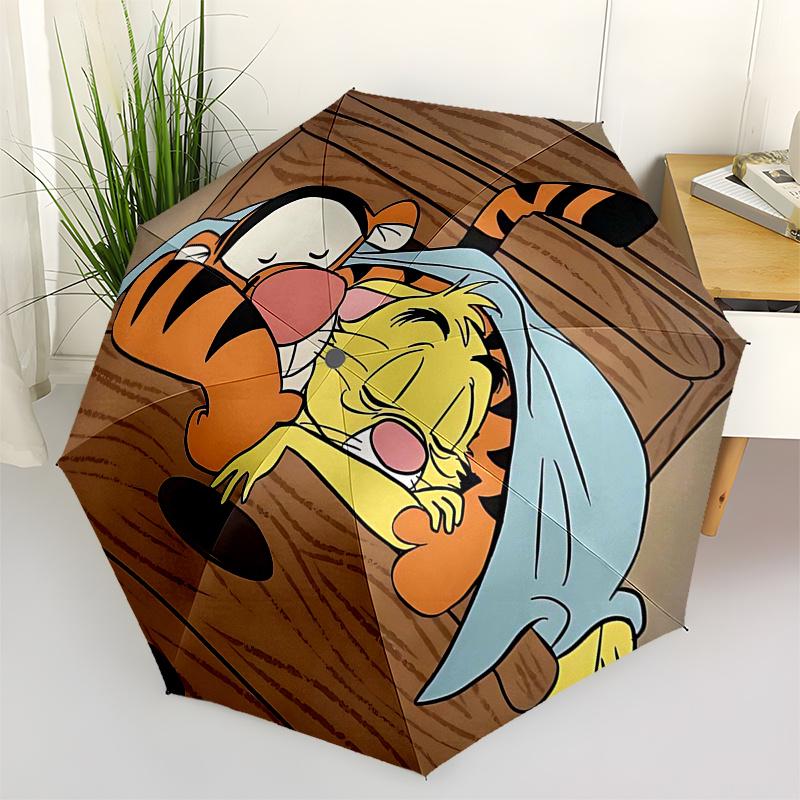 

Winnie and friends Themed Travel Umbrella-8 Ribs Automatic Opening and Closing, Portable Folding Design, Compact and Stylish Umbrella