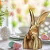 Yousheng Easter Bunny Figurine Vintage Gold Resin Bunny Statue Spring Rabbit Table Centerpiece for Home Indoor