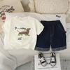 Boys' Summer Outfit Thin Cartoon Children's Short Sleeved Set Summer T-shirt+shorts Two-piece Set