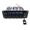5 Gang Rocker Switch Panel with 4.8A Dual USB Charger Voltage Meter Universal Fit for DC12 to 24V Car Truck RV
