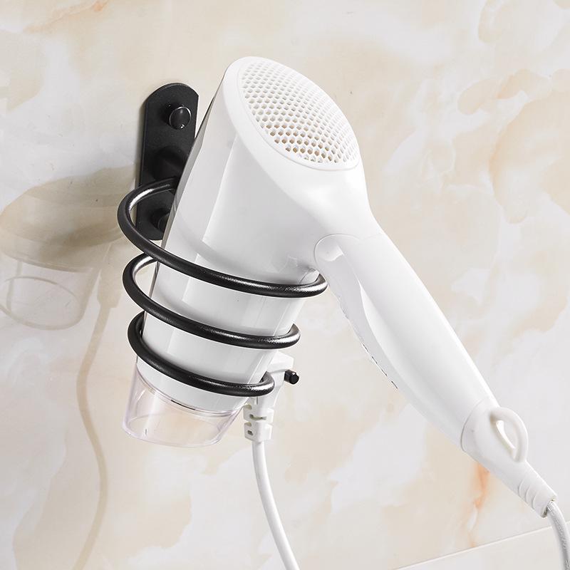 Space Aluminum Wall-Mounted Hair Dryer Holder - Punch-Free Bathroom Storage Rack