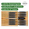 VaeFae Bamboo Knife Drawer Knife Drawer Organizer Kitchen Drawer Knife Block for 12 Plus Slot for Knife Sharpener Organizer, Insert, Knives, (No