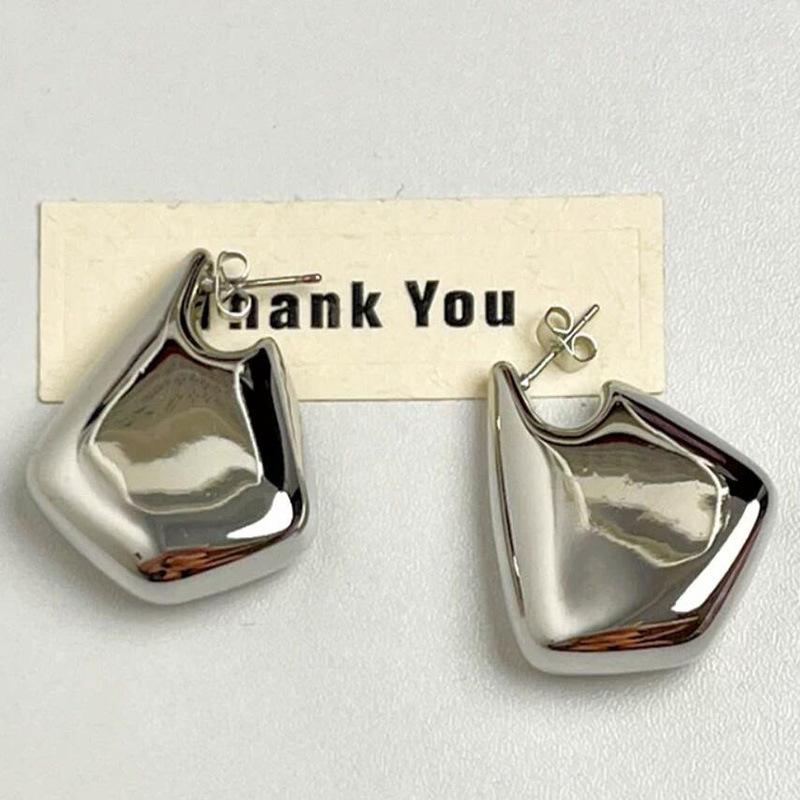 

Fashionable Smooth Irregular Personalized Niche Earrings срібний