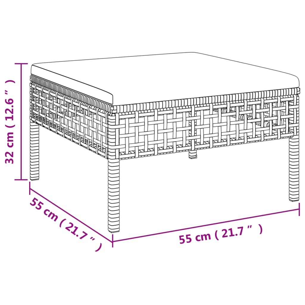 5 Piece Garden Lounge Set with Cushions Grey Poly Rattan