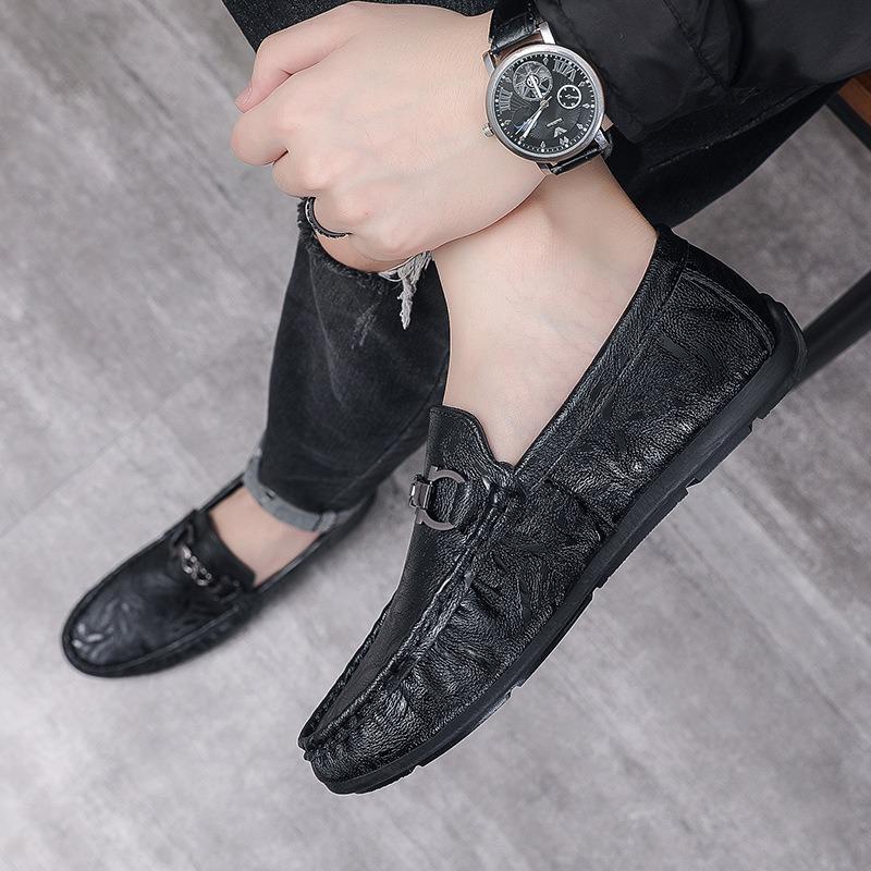 Doudou shoes men's driving one pedal men's shoes soft-soled casual leather shoes men's shoes